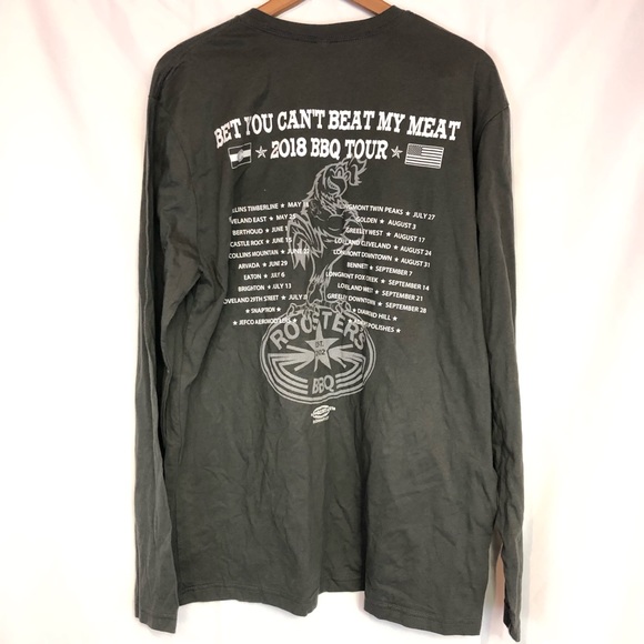 Roosters BBQ sz XL red gray “beat my meat” shirt - Picture 5 of 5